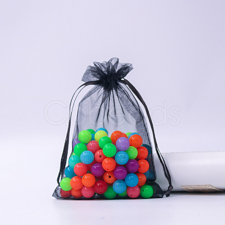 Rectangle Organza Drawstring Bags CON-PW0001-054D-08-1