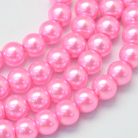 Baking Paint Pearlized Glass Pearl Round Bead Strands X-HY-Q330-8mm-68-1