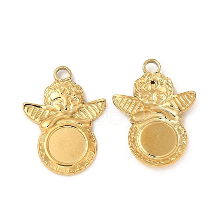 Ion Plating(IP) 304 Stainless Steel Pendant Cabochons Settings STAS-A070-40G-1
