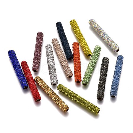 Polymer Clay Rhinestone Tube Beads RB-L080-M-1