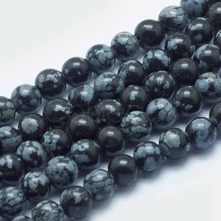 Natural Snowflake Obsidian Beads Strands G-K287-03-8mm-1