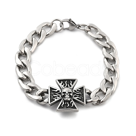 304 Stainless Steel Curb Chains Bancelets BJEW-C082-04B-AS-1