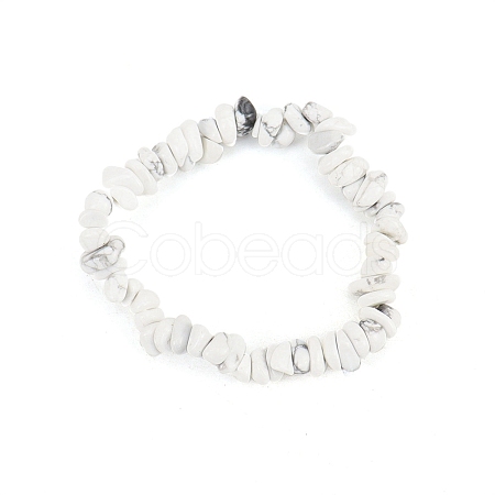 Natural Howlite Chips Beaded Stretch Bracelet for Women PW-WG72437-17-1