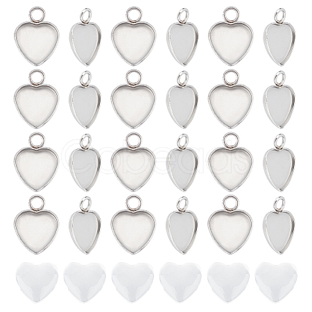 50Pcs 304 Stainless Steel Pendant Cabochon Settings STAS-UN0042-61-1