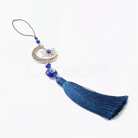 Nylon Tassel Big Pendants Decorations HJEW-JM00493-1