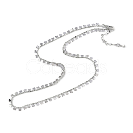 Rack Plating Brass Twisted Chain Heart Tassel Necklaces for Women NJEW-K382-15D-P-1