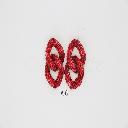 Alloy & Glass Dangle Stud Earrings FS-WG3D9CC-07-1
