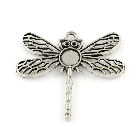 Tibetan Style Zinc Alloy Pendant Rhinestone & Tray Settings TIBEP-R334-066AS-RS-1