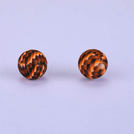 Printed Round Silicone Focal Beads SI-JX0056A-207-1