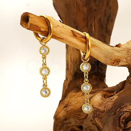 304 Stainless Steel Pave Cubic Zirconia Hoop Earrings for Women WGDFE33-01-1