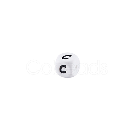 Cube with Letter Pattern Silicone Beads LS-FIND-SZC0014-316-1