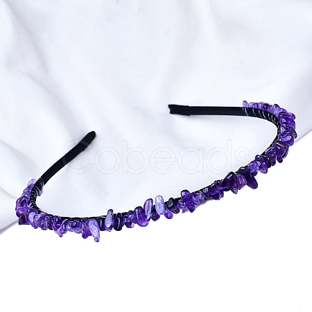 Amethyst with Metal Hair Bands PW-WG38918-01-1