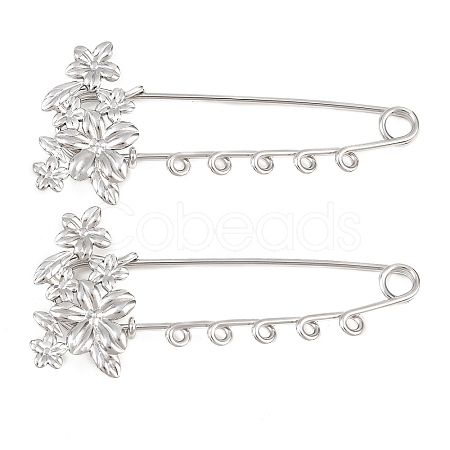 Flower 304 Stainless Steel Safety Pins Brooch Findings SA-CBA098D-14A-P05-1