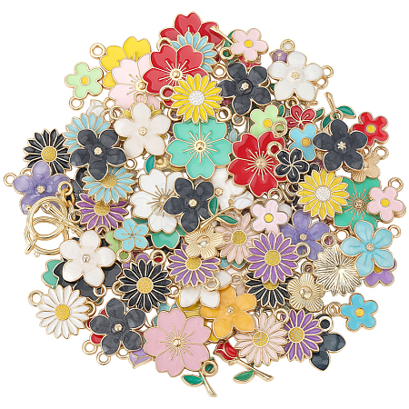120Pcs 6 Styles Alloy Enamel Pendants ENAM-SC0007-03A-1
