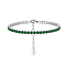 Rhodium Plated Real Platinum Plated 925 Sterling Silver Link Chain Bracelet, Cubic Zirconia Tennis Bracelets, with S925 Stamp, Green, 6-5/8 inch(16.8cm)