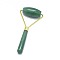 Natural Green Aventurine Brass Face Massager, Facial Rollers, Golden, 140.5x62.5x25mm