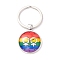 Pride Style Glass Keychain, with Platinum Plated Alloy Findings, Flat Round, Gender Symbol, 6.2cm