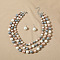 Resin Imitation Pearl Round Beaded Multilayer Necklaces & Dangle Earrings Sets, Platinum, Light Grey, 410mm