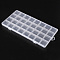 Plastic Bead Storage Containers, 32 Compartments Organizer Boxes, Rectangle, Clear, 26x13.3x1.4cm, Hole: 16.5x6.5mm, Compartment: 3.1x3.1cm