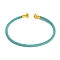 Braided Carbon Steel Wire Bracelet Making, with Golden Plated Brass End Caps, Medium Aquamarine, 0.25cm, Inner Diameter: 2-3/8 inch(6.1cm)