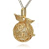 Golden Tone Brass Hollow Round Cage Pendants KK-J230-09G-2