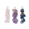 3Pcs Natural Rose Quartz & Amethyst & Lapis Lazuli Chip Beaded Constellation Pendants PALLOY-JF03043-07-1