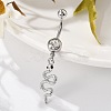 Alloy Rhinestone Snake Curved Barbell Belly Rings AJEW-R007-03P-05-3