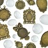 DIY Blank Owl/Round Glass & Tibetan Style Alloy Pendant Making Kits DIY-FS0006-11-3