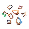 16Pcs 8 Style Opaque Resin & Walnut Wood Pendants RESI-CW0001-15-2