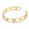 Brass Micro Pave Clear Cubic Zirconia Cuff Bangles BJEW-N302-001-NF-2