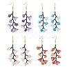 Glass Seed with Natural South Red Agate & Synthetic Turquoise & Natural Rose Quartz Dangle Cluster Earrings EJEW-MZ00726-2