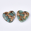 Assembled Natural Bronzite and Synthetic Aqua Terra Jasper Pendants G-S329-072-2