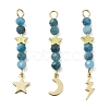 3Pcs 3 Styles Natural Apatite Faceted Round Beaded Pendants PALLOY-JF03604-05-2