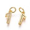 Brass Micro Pave Clear Cubic Zirconia Charms ZIRC-L092-01-G-2