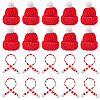 12Pcs Woolen Crochet Mini Hat with Pom Pom Ball with 12Pcs Mini Knitting Wool Yarn Scarf with 1Pc Rectangle Plastic Bags AJEW-SC0003-46A-1