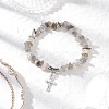 Natural Labradorite Chip Beaded Stretch Bracelets BJEW-JB12316-01-1