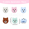 10Pcs 5 Colors Silicone Beads SIL-CA0001-91-2