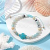 Natural Flower Amazonite Round Beaded Braided Bead Bracelets BJEW-JB10692-04-2