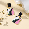 Rectangle Alloy Enamel Dangle Stud Earrings FS-WG25040-01-2