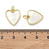 Natural Shell Pendants Brass Heart Charms KK-D229-17G-3