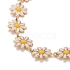 Enamel Daisy Link Chain Necklace NJEW-P220-01G-01-2