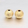 Real 18K Gold Plated Brass Textured Round Beads X-KK-L147-191-4mm-NR-1