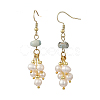 Natural Larimar and Natural Cultured Freshwater Pearl Dangle Earrings EJEW-JE07397-3