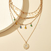 Teardrop Disc Alloy with Colorful Rhinestone Pendant Multi Layered Necklaces for Women FS-WG832B2-01-4