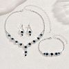 Teardrop Brass Rhinestone Necklaces & Link Bracelets & Stud Earring Sets FS-WGE0FD5-06-3