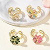 Brass Micro Pave Cubic Zirconia Enamel Cuff Open Rings RJEW-Z145-02G-1