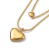 304 Stainless Steel Cable & Round Snake Chains Double Layer Necklace NJEW-Z028-03G-2