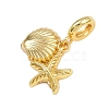 Brass Starfish Shell Shape European Dangle Charms KK-I352-22G-2