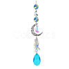 Glass Moon Hanging Suncatcher Pendant Decoration DJEW-PW0008-10E-1