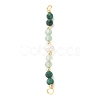 Faceted Round Natural Green Aventurinee & Malachite & Potato Natural Cultured Freshwater Pearl Beaded Connector Charms PALLOY-JF03531-03-1